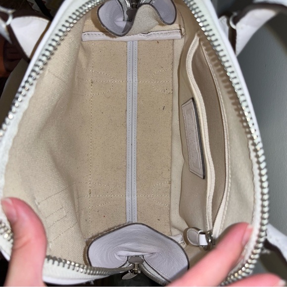 COACH Bleecker Mini Striped PRESTON Coated Canvas Satchel - Picture 5 of 11